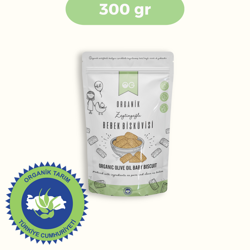 OG Natural Organik Zeytinyağlı Bebek Bisküvisi +6 Ay (300 gr) - 1