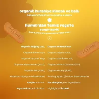 Humm Organik Ballı ve Kinoalı Kurabiye (55 gr) - 6