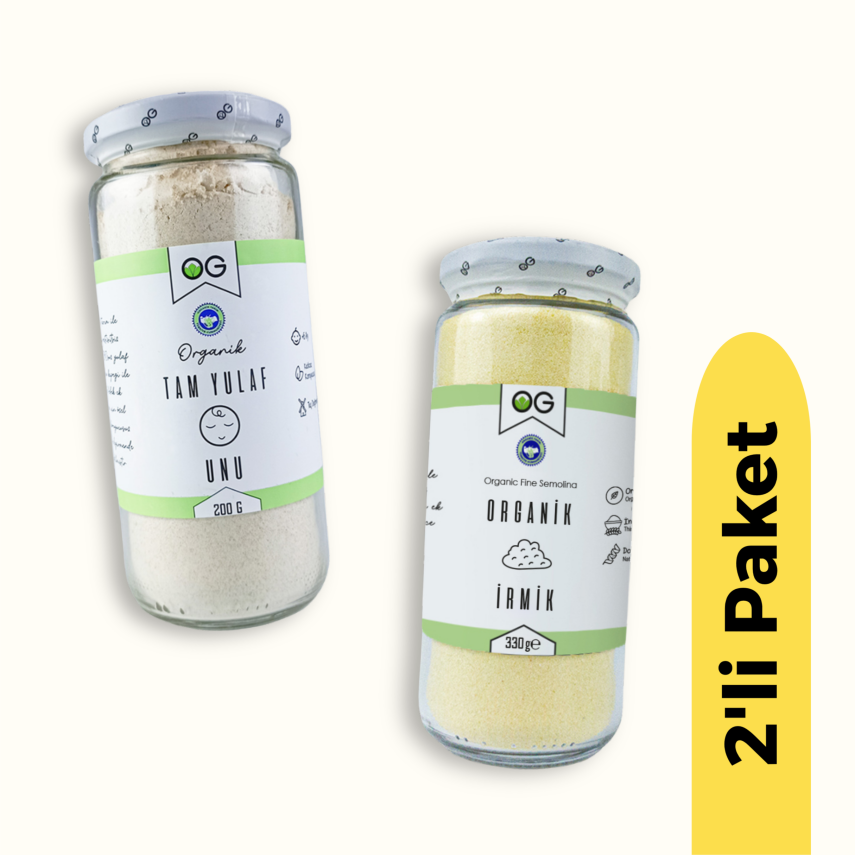 OG Natural Organik İrmik (330 gr) ve Organik Tam Yulaf Unu (200 gr) 2'li Set - 1