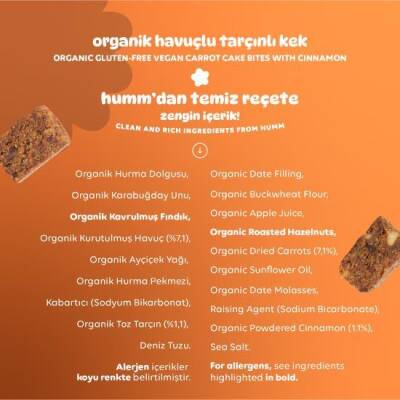 Humm Organik Havuçlu ve Tarçınlı Kek Glutensiz Vegan (30 gr) - 5