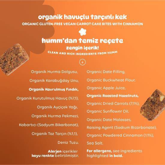 Humm Organik Havuçlu ve Tarçınlı Kek Glutensiz Vegan (30 gr) - 5