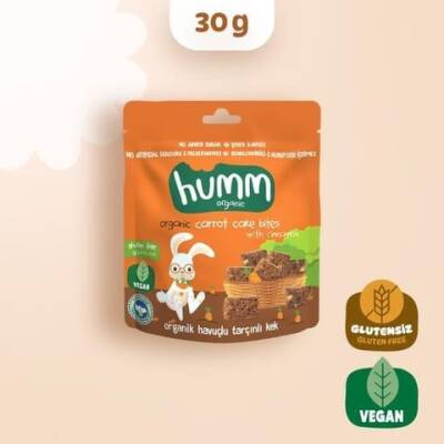 Humm Organik Havuçlu ve Tarçınlı Kek Glutensiz Vegan (30 gr)