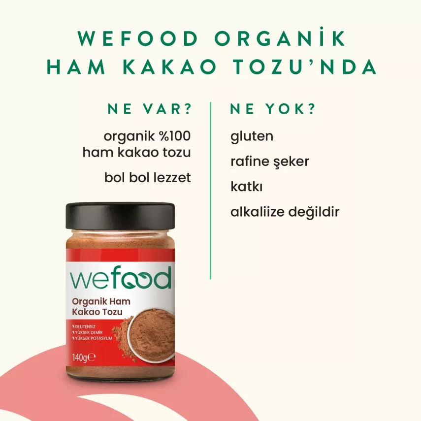 Wefood Organik Ham Kakao Tozu 140 gr | Saf, Besleyici ve Lezzetli - 4