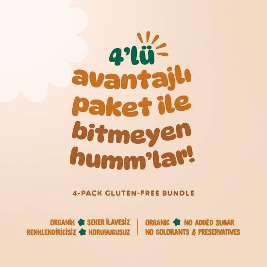 Humm Organik Kurabiye 4'lü Set (Ballı ve Kinoalı & Keçiboynuzlu ve Fındıklı & Zencefilli ve Tarçınlı & Tahinli ve Pekmezli) - 2