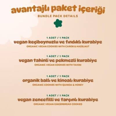 Humm Organik Kurabiye 4'lü Set (Ballı ve Kinoalı & Keçiboynuzlu ve Fındıklı & Zencefilli ve Tarçınlı & Tahinli ve Pekmezli) - 3