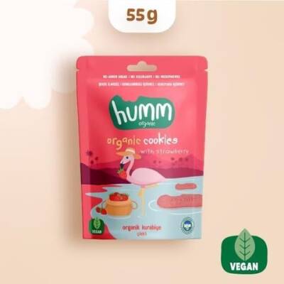 Humm Organik Çilekli Kurabiye Vegan (55 gr)