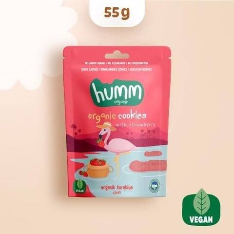 Humm Organik Çilekli Kurabiye Vegan (55 gr) - 1