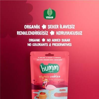 Humm Organik Çilekli Kurabiye Vegan (55 gr) (1)