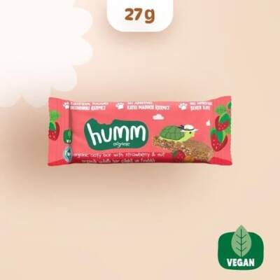 Humm Organik Çilekli ve Fındıklı Yulaf Bar Vegan (27 gr)