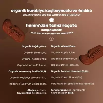 Humm Organik Keçiboynuzlu ve Fındıklı Kurabiye Vegan (55 gr) - 6