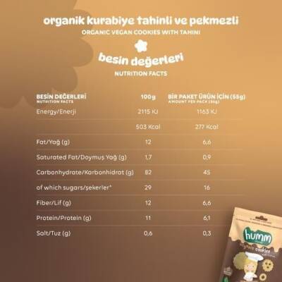 Humm Organik Tahinli ve Pekmezli Kurabiye Vegan (55 gr) - 5