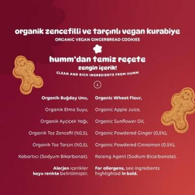 Humm Organik Zencefilli ve Tarçınlı Kurabiye Vegan (55 gr) - 5