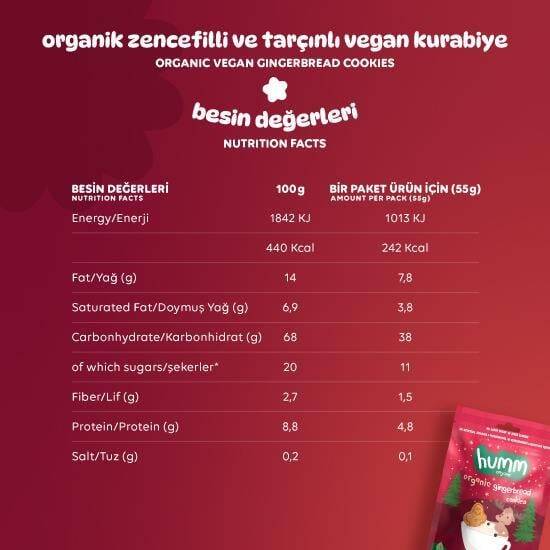 Humm Organik Zencefilli ve Tarçınlı Kurabiye Vegan (55 gr) - 6