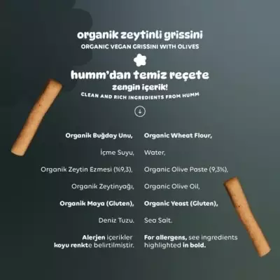 Humm Organik Zeytinli Grissini Vegan (55 gr) - 6