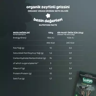 Humm Organik Zeytinli Grissini Vegan (55 gr) - 5