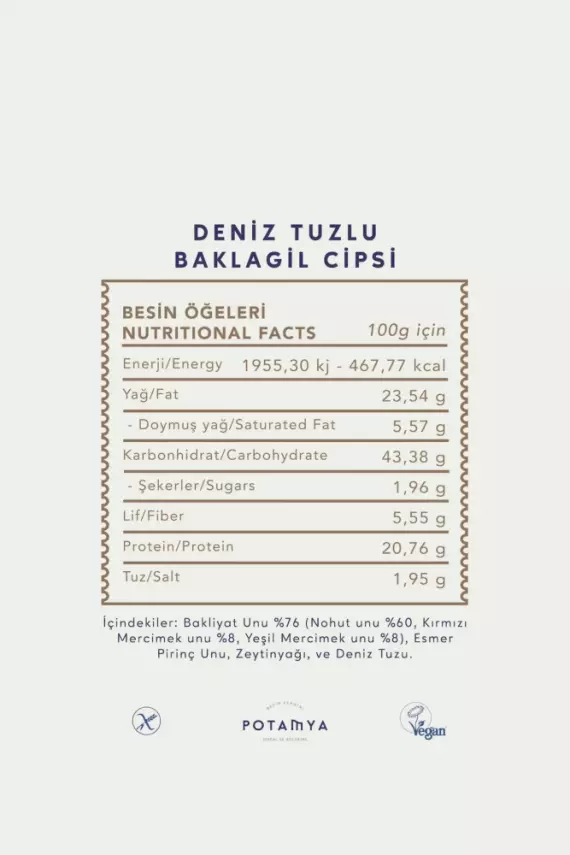 Potamya Zeytinyağlı Deniz Tuzlu Baklagil Cipsi - 3