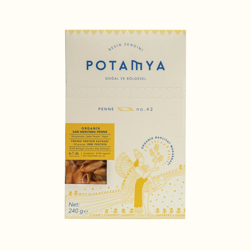 Potamya Organik Sarı Mercimek Penne Makarna Glutensiz (240 gr) - 1