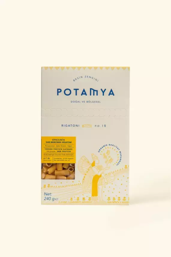 Potamya Organik Sarı Mercimek Rigatoni Makarna (240 gr) - 1