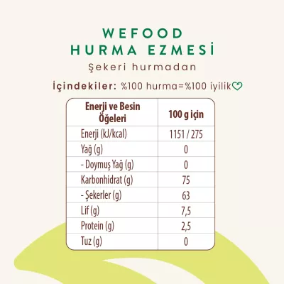 Wefood %100 Sade Hurma Ezmesi 400 Gr - 6