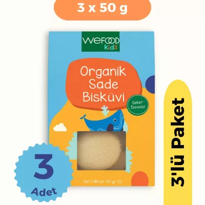 Wefood Kids Organik Sade Bisküvi Tereyağlı (50 gr) 3'lü Set