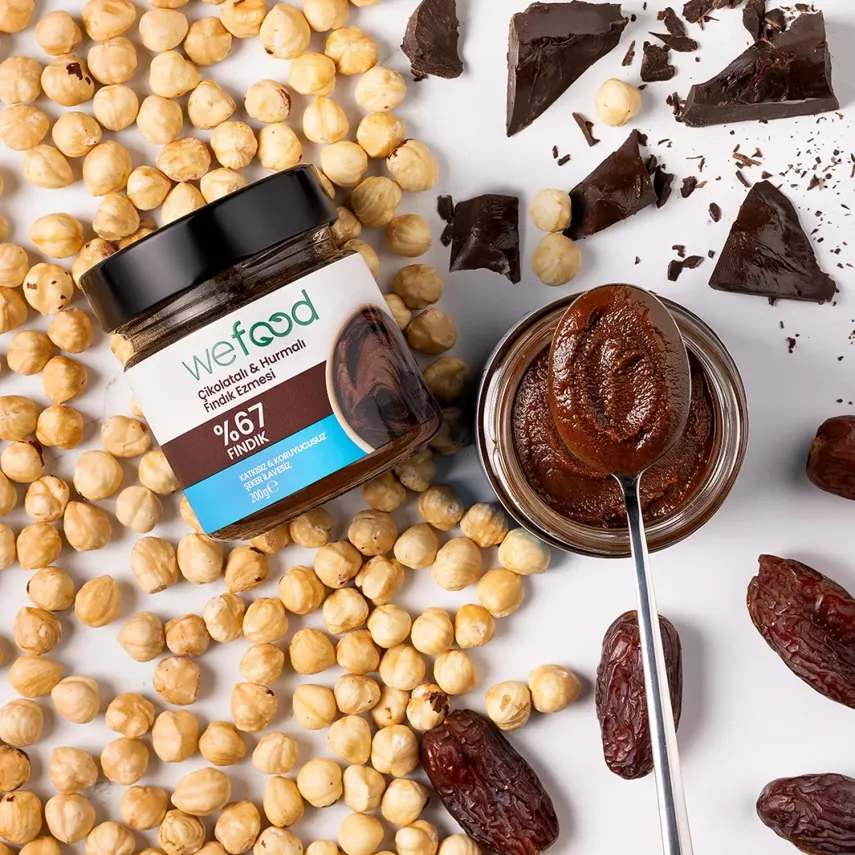 Wefood Çikolatalı Hurmalı Fındık Ezmesi (Şekersiz, Katkısız) 200 gr - 8