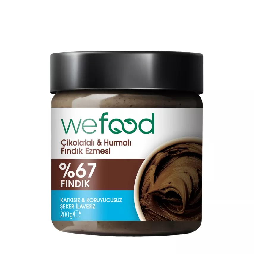 Wefood Çikolatalı Hurmalı Fındık Ezmesi (Şekersiz, Katkısız) 200 gr - 1