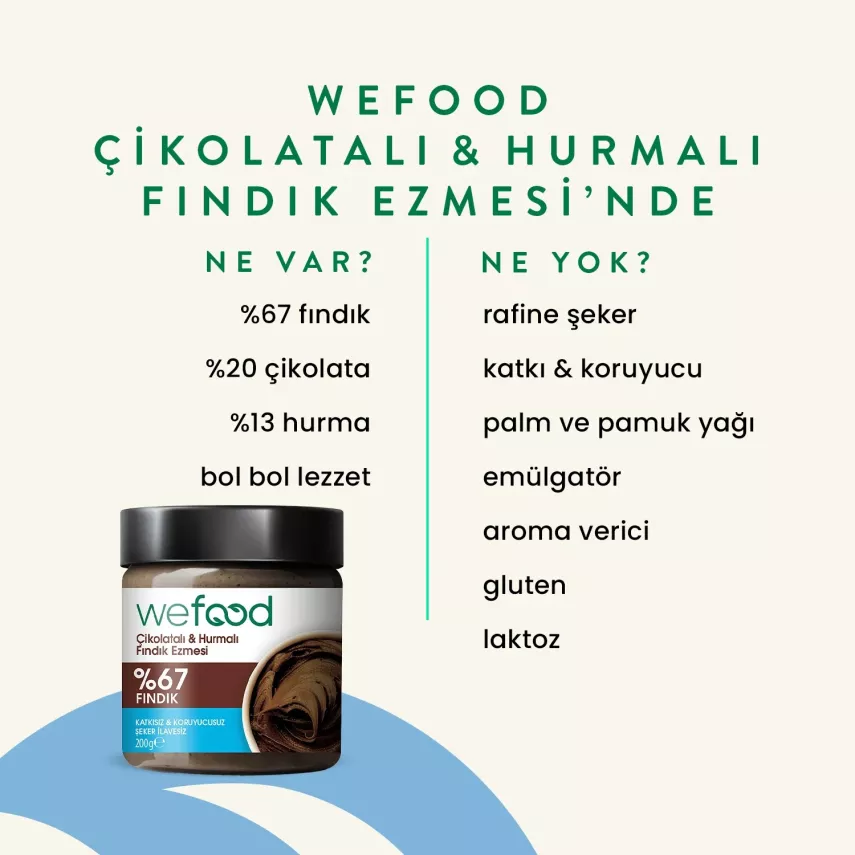 Wefood Çikolatalı Hurmalı Fındık Ezmesi (Şekersiz, Katkısız) 200 gr - 4