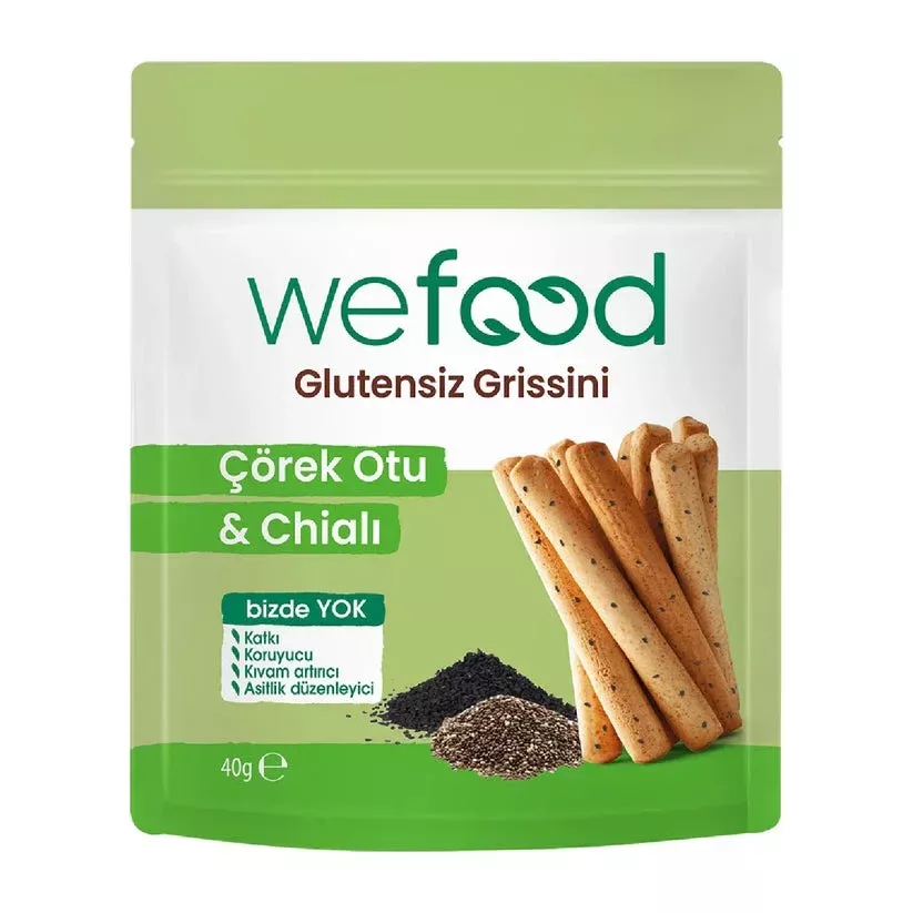 Wefood Glutensiz Grissini Çörek Otu & Chia'lı 40 Gr - 1