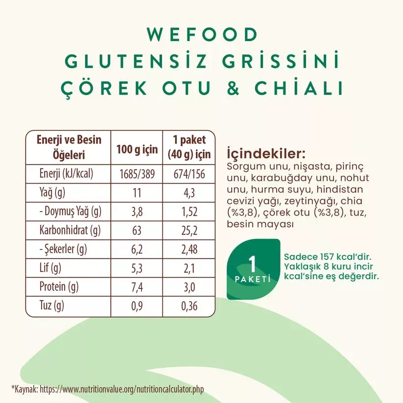 Wefood Glutensiz Grissini Çörek Otu & Chia'lı 40 Gr - 3