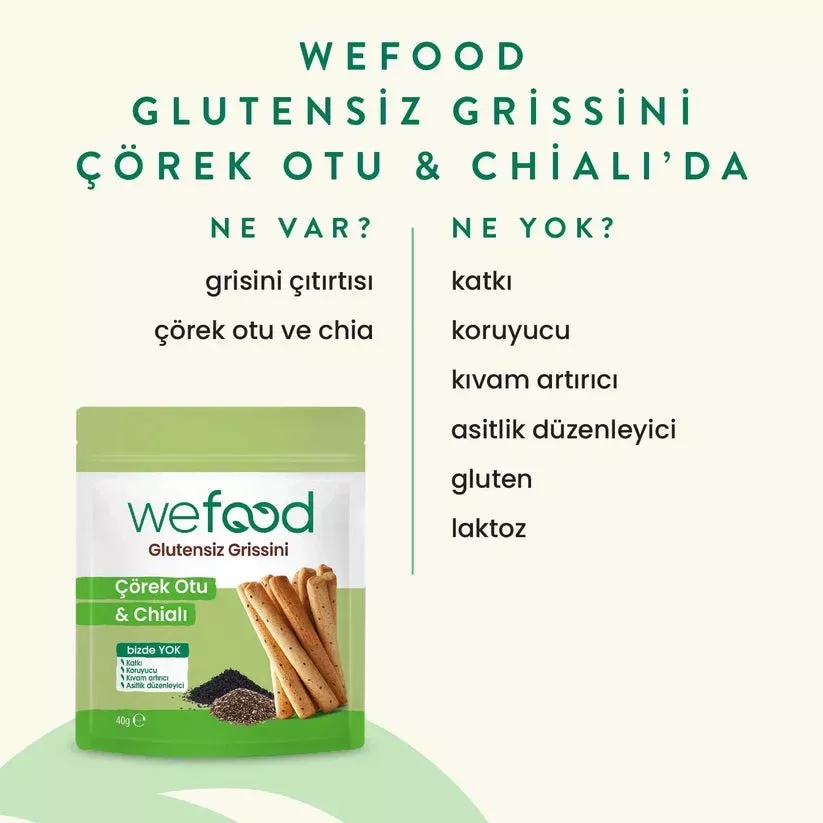 Wefood Glutensiz Grissini Çörek Otu & Chia'lı 40 Gr - 2