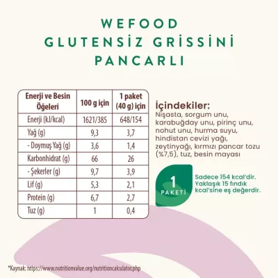 Wefood Glutensiz Grissini Pancarlı 40 Gr - 3