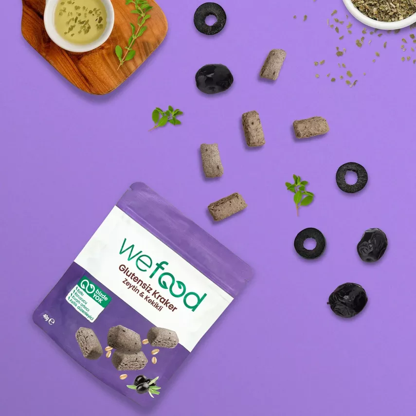 Wefood Glutensiz Zeytinli & Kekikli Kraker 40 gr - 6