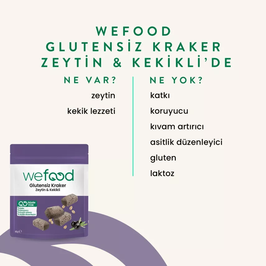 Wefood Glutensiz Zeytinli & Kekikli Kraker 40 gr - 3