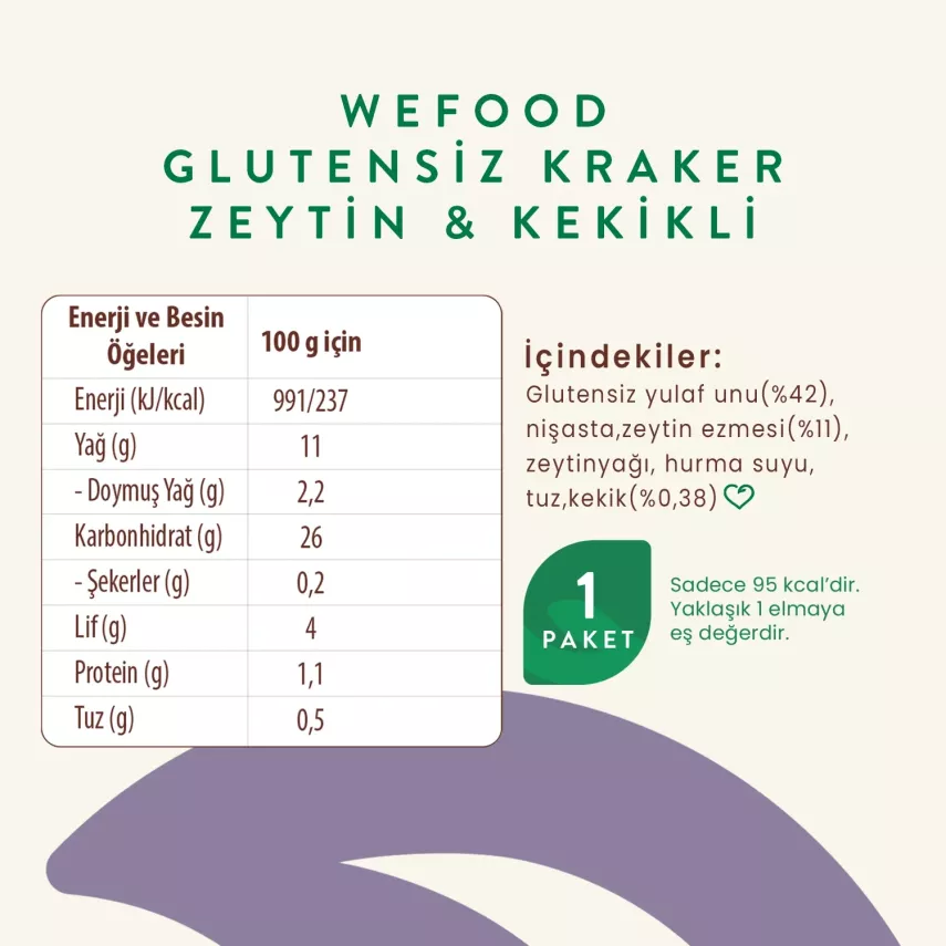 Wefood Glutensiz Zeytinli & Kekikli Kraker 40 gr - 5