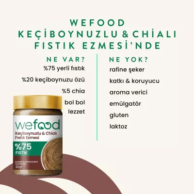 Wefood Keçiboynuzlu & Chialı Fıstık Ezmesi (300 gr) - 3