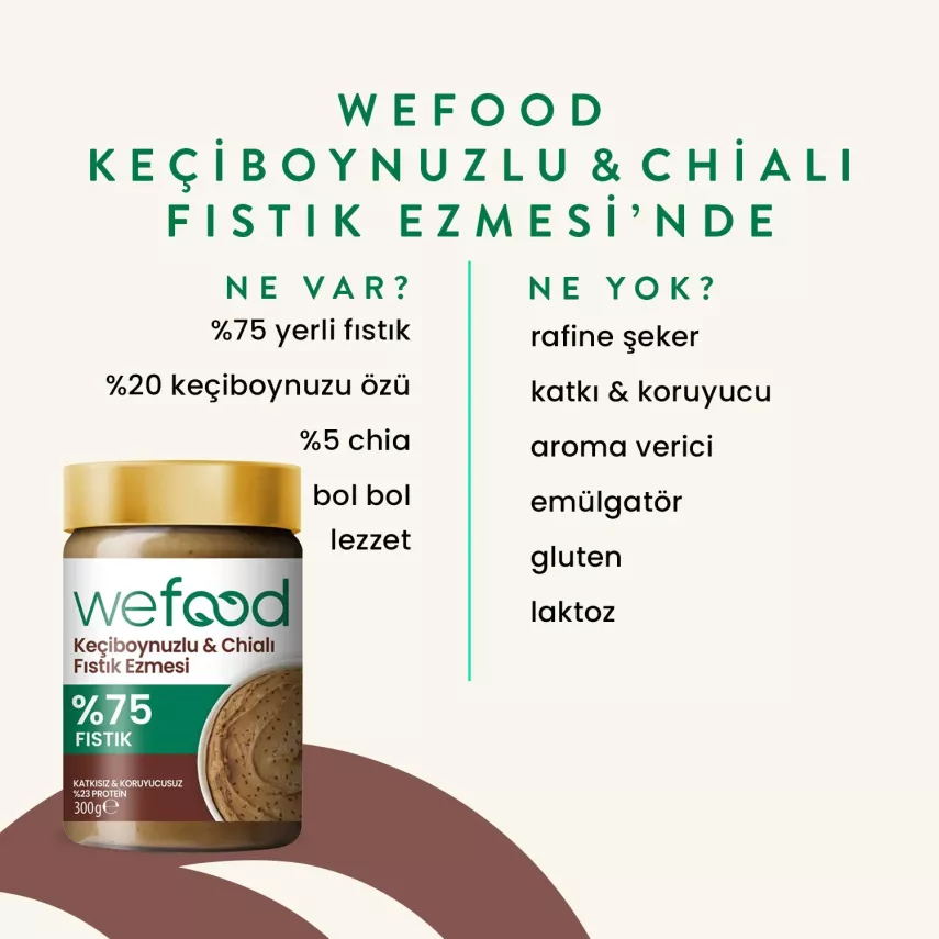 Wefood Keçiboynuzlu & Chialı Fıstık Ezmesi (300 gr) - 3