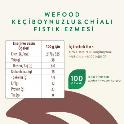 Wefood Keçiboynuzlu & Chialı Fıstık Ezmesi (300 gr) - 5