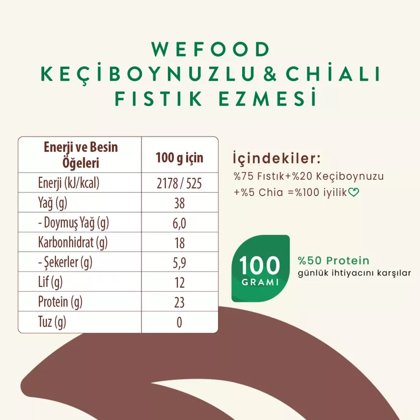 Wefood Keçiboynuzlu & Chialı Fıstık Ezmesi (300 gr) - 5