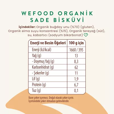 Wefood Kids Organik Sade Bisküvi (Tereyağlı) 50 gr - 4
