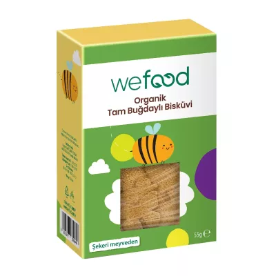 Wefood Kids Organik Tam Buğdaylı Bisküvi (55 gr)