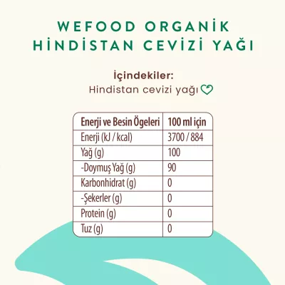 Wefood Organik Hindistan Cevizi Yağı (Soğuk Sıkım) 150 ml. - 7