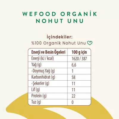 Wefood Organik Glutensiz Nohut Unu 350 gr - 4