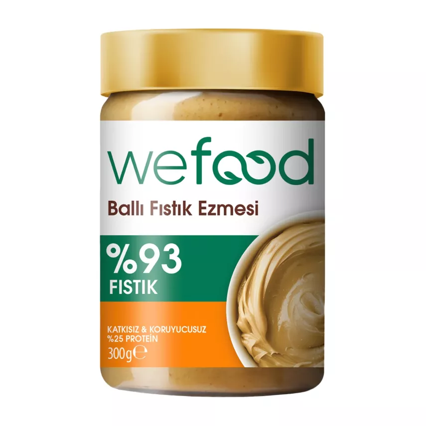 Wefood Ballı Fıstık Ezmesi Fıstık Parçacıklı Şekersiz (300 gr) - 1