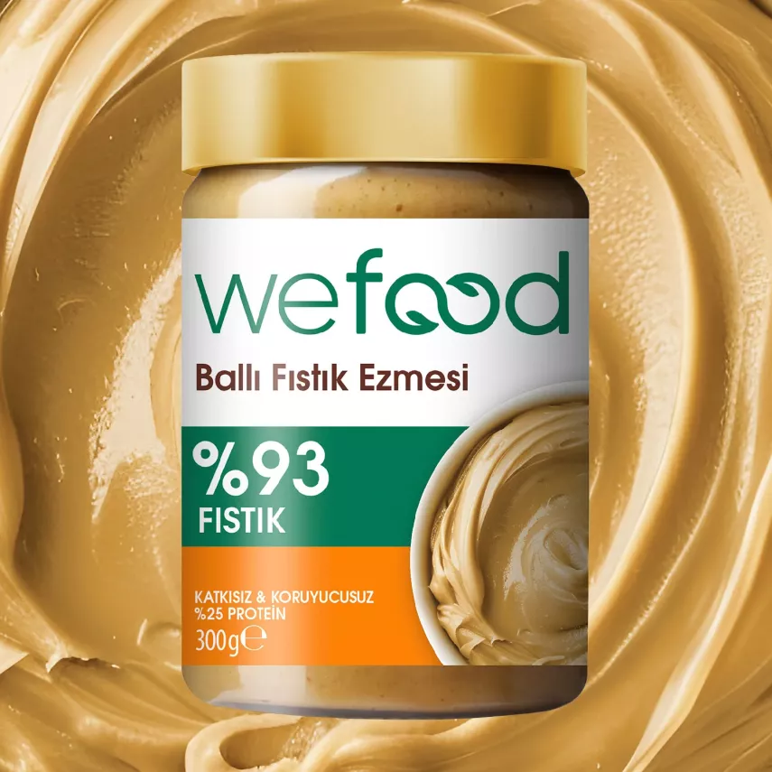 Wefood Ballı Fıstık Ezmesi Fıstık Parçacıklı Şekersiz (300 gr) - 2