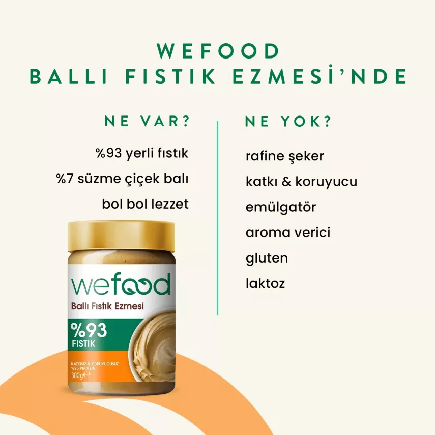 Wefood Ballı Fıstık Ezmesi Fıstık Parçacıklı Şekersiz (300 gr) - 4