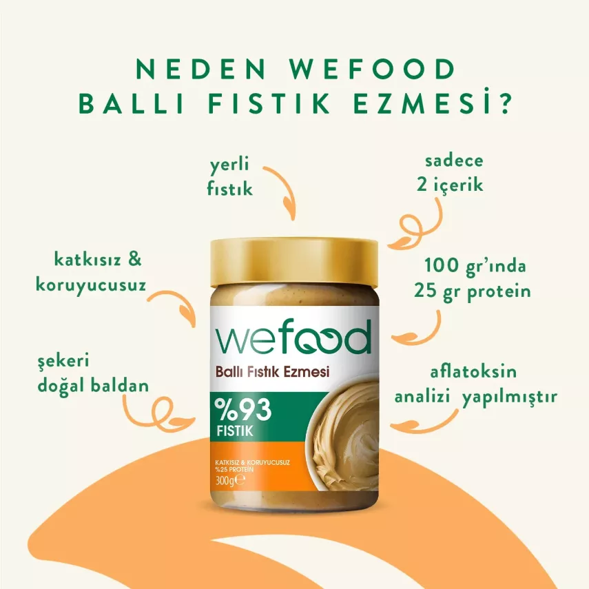 Wefood Ballı Fıstık Ezmesi Fıstık Parçacıklı Şekersiz (300 gr) - 5