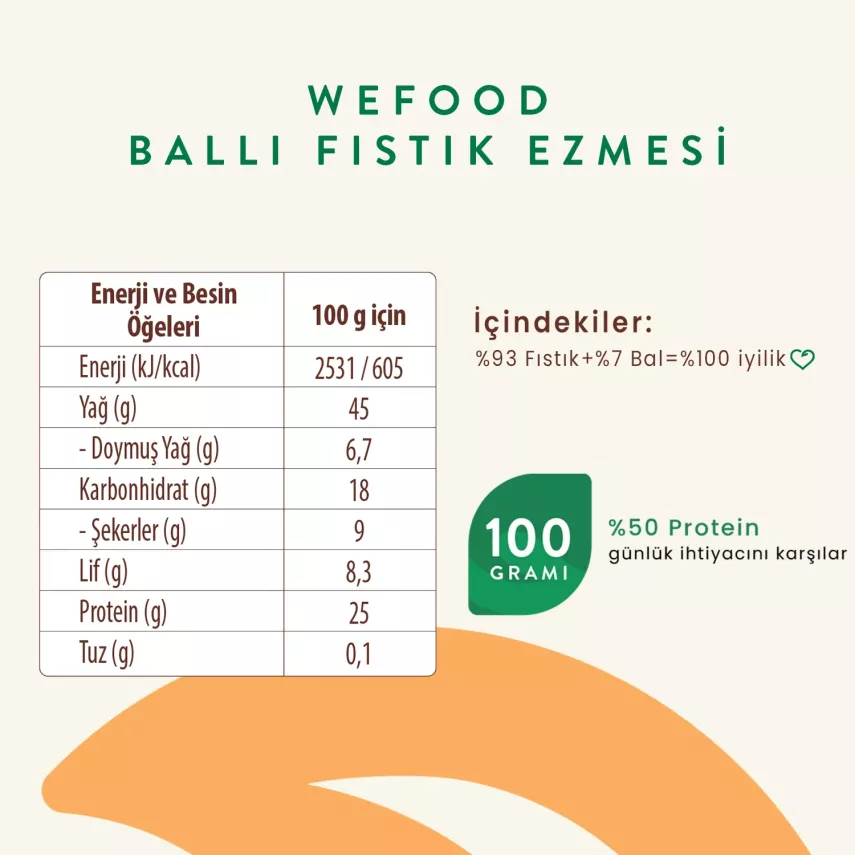 Wefood Ballı Fıstık Ezmesi Fıstık Parçacıklı Şekersiz (300 gr) - 6