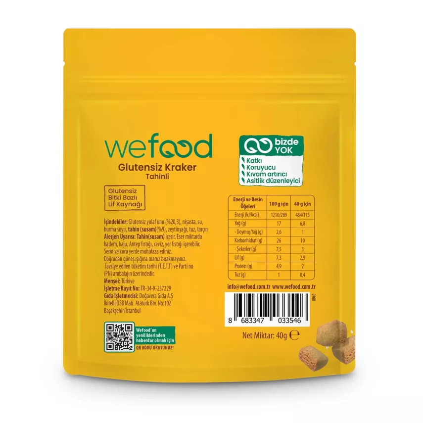Wefood Glutensiz Tahinli Kraker 40 gr - 2