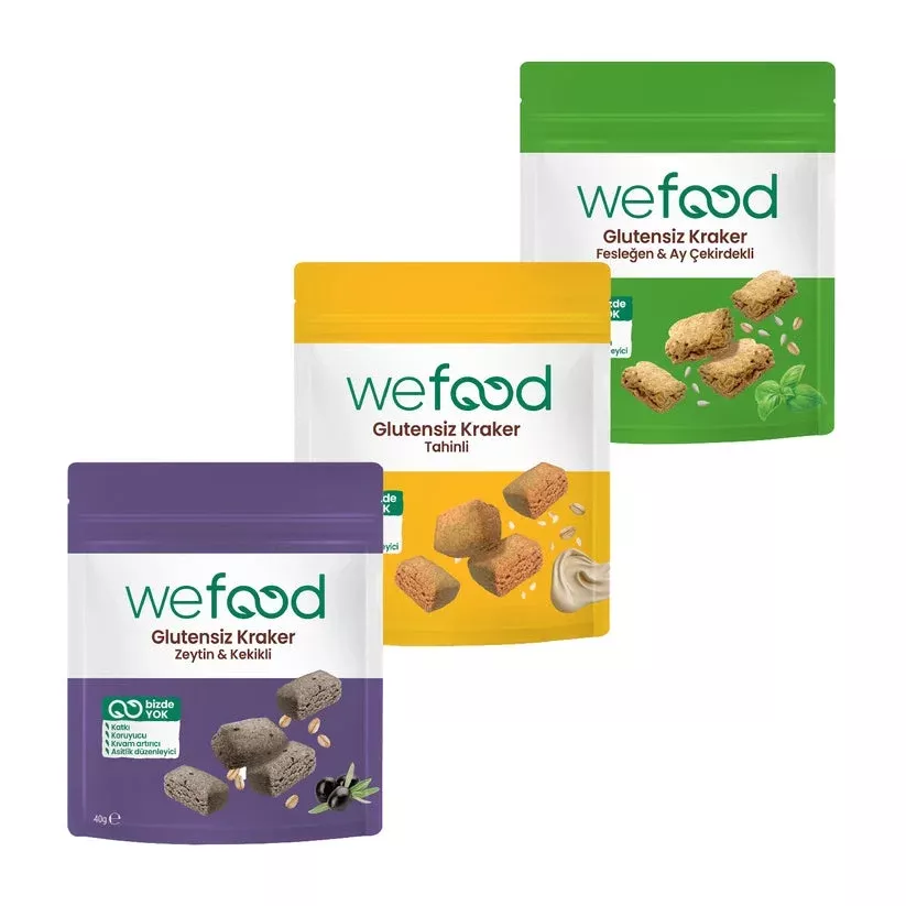 Wefood Tuzlu Atıştırmalık Kraker 3'lü Set (Fesleğenli, Tahinli, Zeytinli) - 2